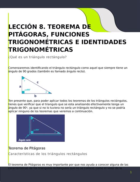 L8 Teorema de Pitágoras funciones trigonométricas e identidades