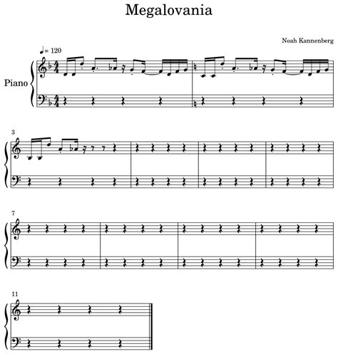 Megalovania Sheet Music For Piano