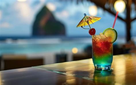 Premium Photo Tropical Beach Cocktail At Sunset