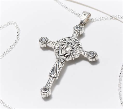 Connemara Marble Diamonique Cross Pendant With Chain