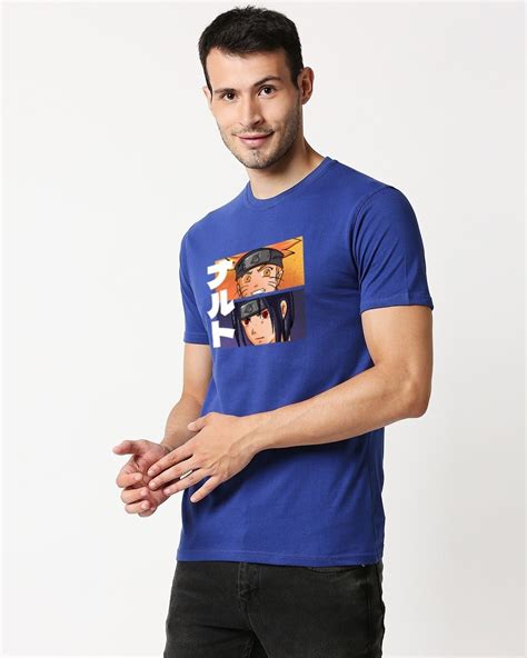 Buy Mens Blue Naruto And Sasuke Graphic Printed Cotton T Shirt For Men