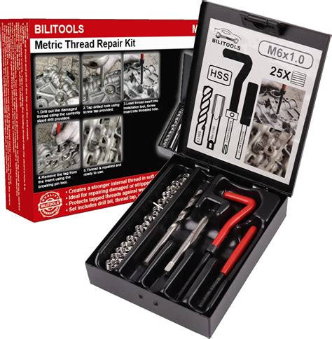 BILITOOLS M6x1 0 Thread Repair Kit HSS Drill Helicoil Repair Kit