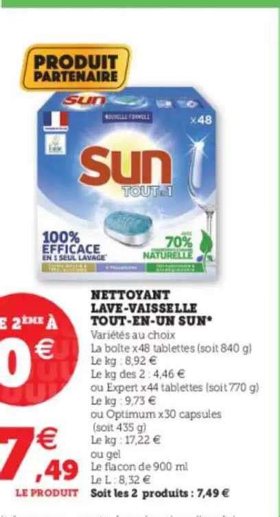 Promo Nettoyant Lave Vaisselle Tout En Un Sun Chez Super U ICatalogue Fr