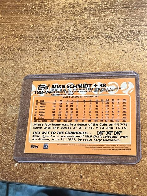 2023 Topps Baseball 1988 35th Anniversary T88 94 Mike Schmidt Ebay