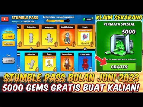 BOCORAN STUMBLE PASS BULAN JUNI 2023 DAN CARA MENDAPATKAN 1000 GEMS