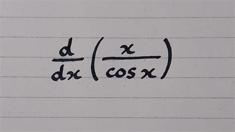 Derivative Of X Cosx Differentiation Of Trigonometric Function Youtube