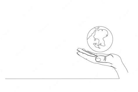 Premium Vector Continuous One Line Drawing Hand Holding Earth Globe