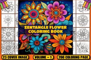 Zentangle Flower Coloring Pages V Graphic By Cockpit Creative