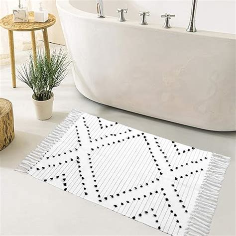 Haocoo Boho Bathroom Rug 2x 3 Cotton Woven Washable