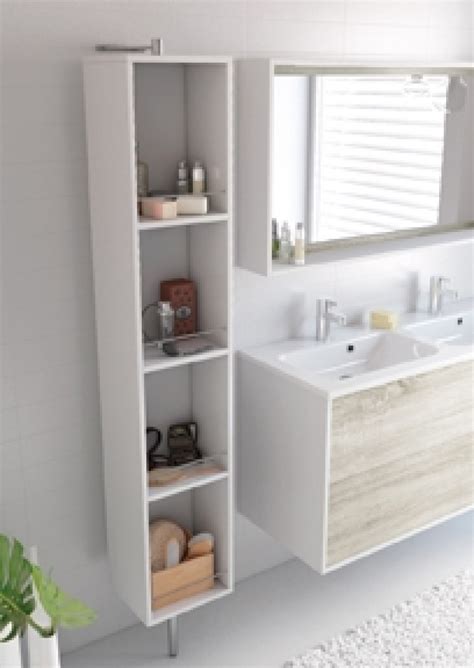 Meuble double vasque à suspendre NEWPORT 120 cm Blanc Chêne Sand