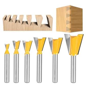 Omninmo 6pcs 1 4inch Shank Dovetail Router Bit Set Carbide Rabbet