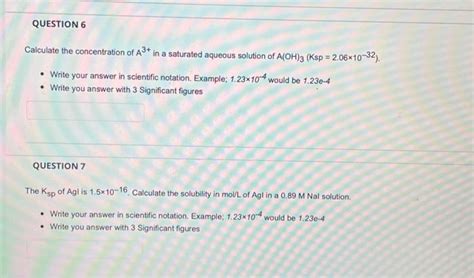 Calculate The Concentration Of A3 In A Saturated Chegg