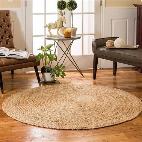 Handicraftofpinkcity Jute Round Rug Braided Bohemian Decor Indian Home