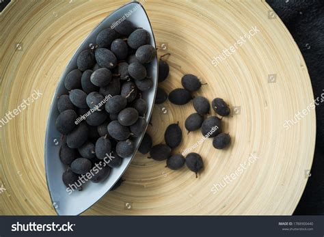 Velvet Tamarind Fruit Dialium Cochinchinense Buah Stock Photo