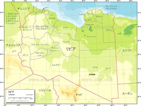 リビア 地勢図 ベクター地図素材のダウンロード販売 アフロモール
