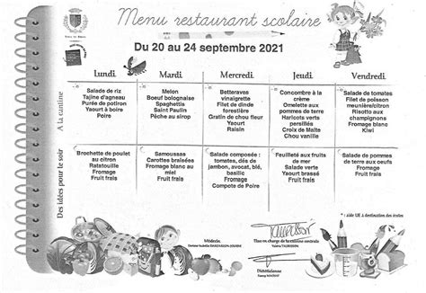 Menus Cantine Du Septembre Au Octobre Ecole L Mentaire Michel