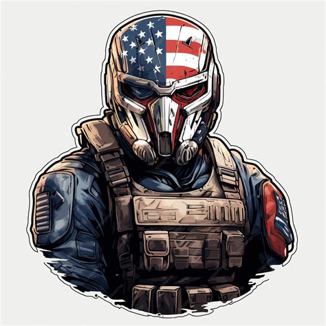 Premium Vector | A drawing of a soldier with the american flag on it