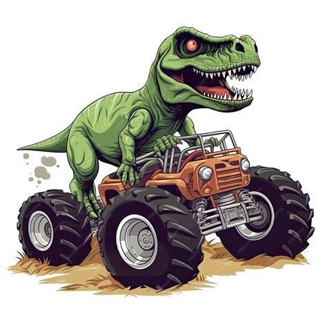 Premium Photo Tyrannosaurus Rex Rides On A Monster Truck Trex Riding Monster Truck Clipart Ai