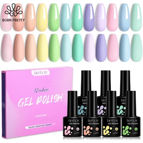 LILYCUTE Sơn Gel Set 12 Màu Macaron Bộ Sơn Gel Pastel Set Sơn Móng Tay