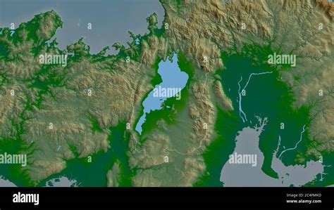 Shiga Prefecture Of Japan Colored Shader Data With Lakes And Rivers