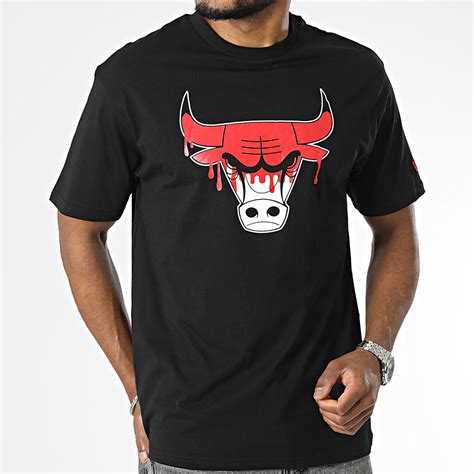 New Era Tee Shirt Nba Drip Logo Chicago Bulls Noir