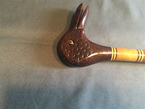 33Wooden Vintage Bird Head Cane Gem