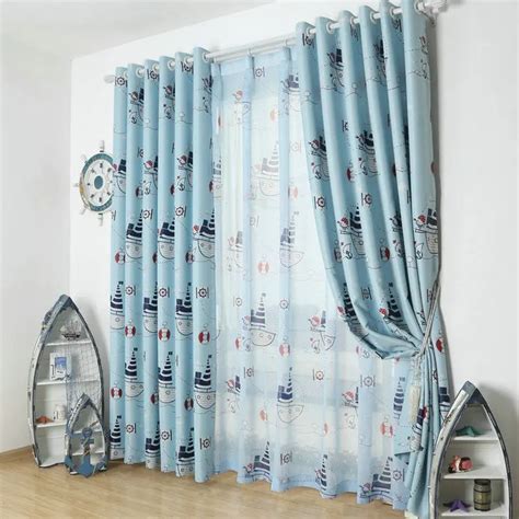 Cartoon blackout Curtains For children boy kids room + Voile For Children's Bedroom Pirate ...