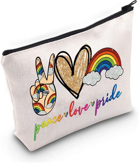 Wzmpa Lgbtq Pride Cosmetic Makeup Bag Lesbian Gay Pride Gifts Peace Love Pride Homosexual Zipper