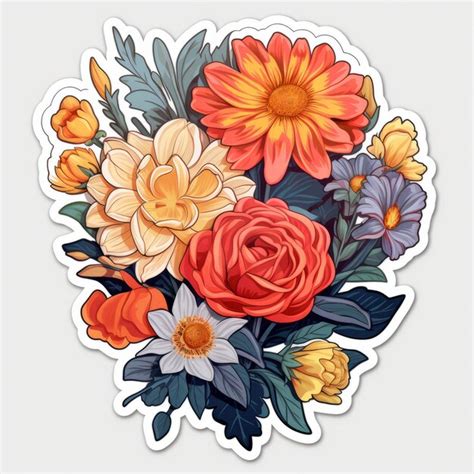 Premium Photo Blooming Beauties Delightful Floral Sticker Collection