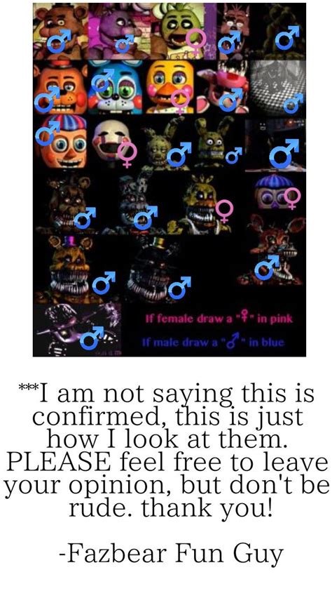 Fazbear Fun Guys Awesome Completed Fnaf Gender Canon