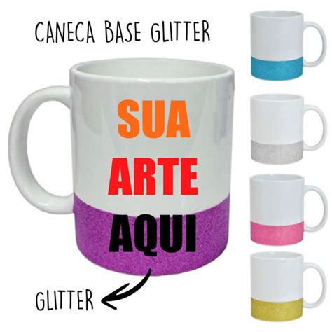 Caneca Base Glitter Cerâmica Personalizada Elo7