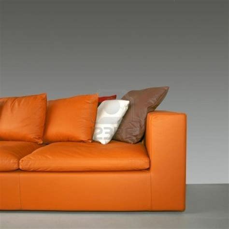 orange couch dk grey wall | Orange leather sofas, Grey walls, Leather sofa