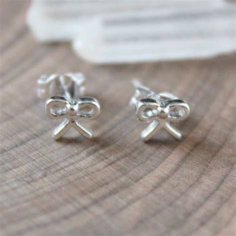 Petite Sterling Silver Bow Stud Earrings Bow Post Earrings Sisters