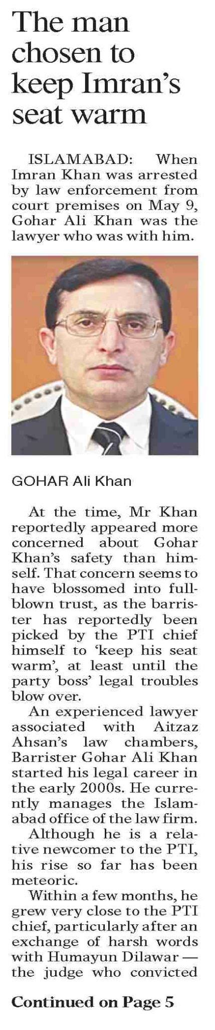 Barrister Gohar Ali Khan Biography Political Background Education ...