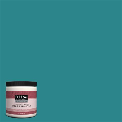 BEHR Premium Plus Ultra 8 oz. #M460-6 Thai Teal Interior/Exterior Paint ...