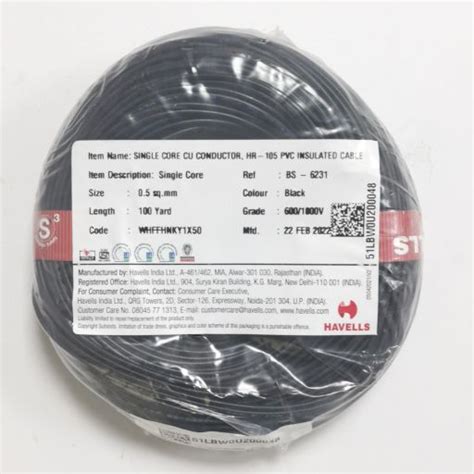 Buy Havells Single Core Wire 0 5mm Black Pvc Flexible Cables 100 Yards At Goswitchgear Dubai Uae