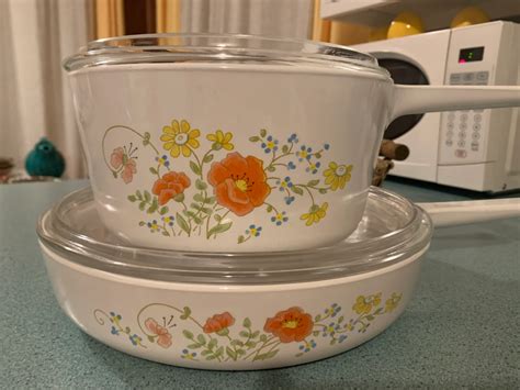 Corning Ware Range Toppers Wild Flowers Pattern With Lids Etsy