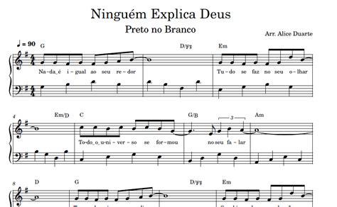 Ninguém Explica Deus Preto no Branco Partitura para PIANO Alice