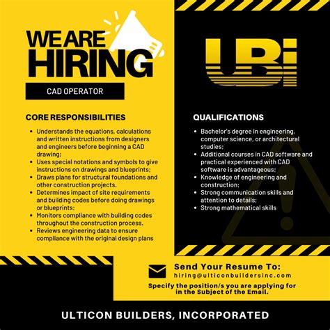 Now Hiring Cad Operator Ulticon Builders Inc Ulticon Builders Inc