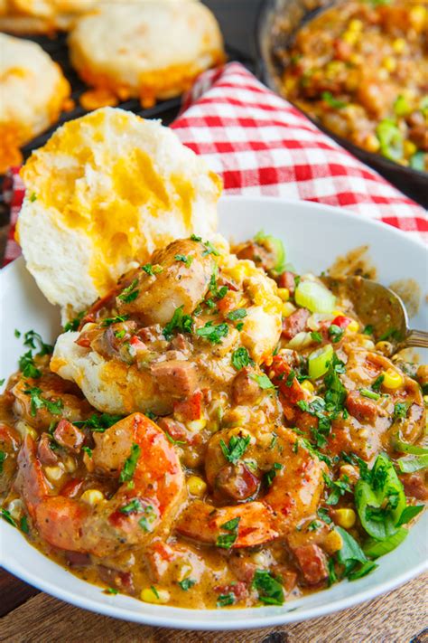 Cheddar Biscuits And Shrimp And Andouille Gravy Closet Cooking