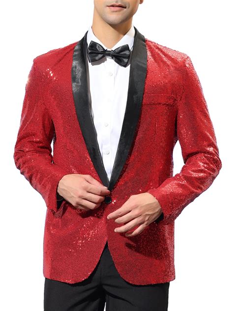 Lars Amadeus Men S Sequin Sport Coats Shawl Lapel One Button Wedding