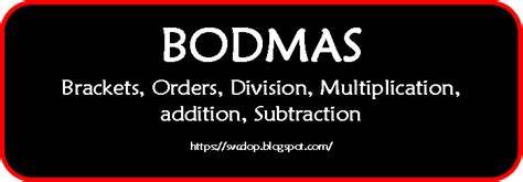 Bodmas Brackets Orders Division Multiplication Addition Subtraction Smart Vision