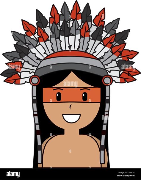 Portrait Aboriginal Native American With War Bonnet Stock Vector Image