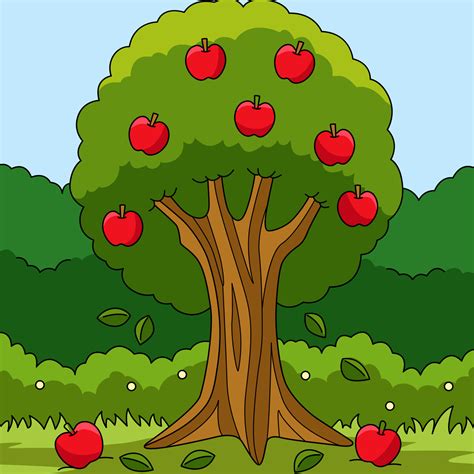 Apple Tree Colored Cartoon Farm Illustration 7528144 Vector Art at Vecteezy