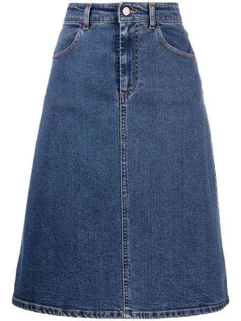 See By Chloé A Line Denim Midi Skirt Farfetch