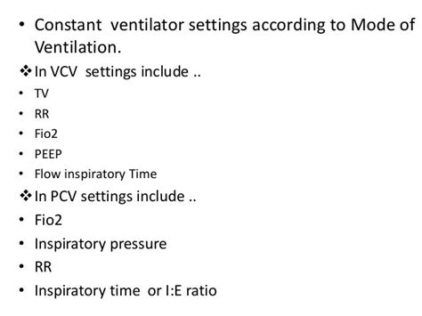 Mechanical Ventilation Settings