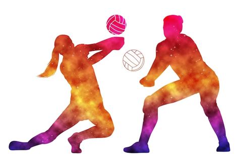 Premium Vector Colorful Watercolor Volleyball Player Woman Vector Art