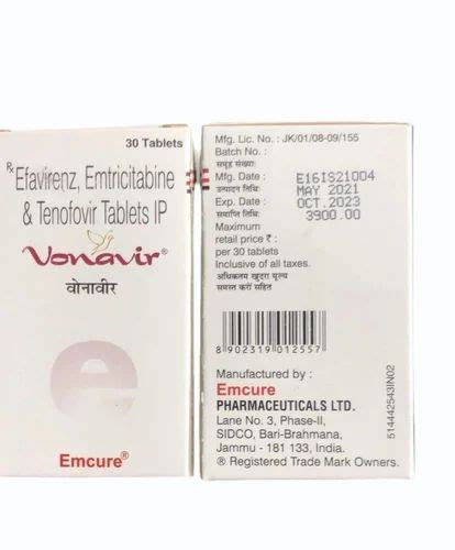 Efavirenz Emtricitabine Tenofovir Tablets IP At Rs 3900 Box Tenofovir