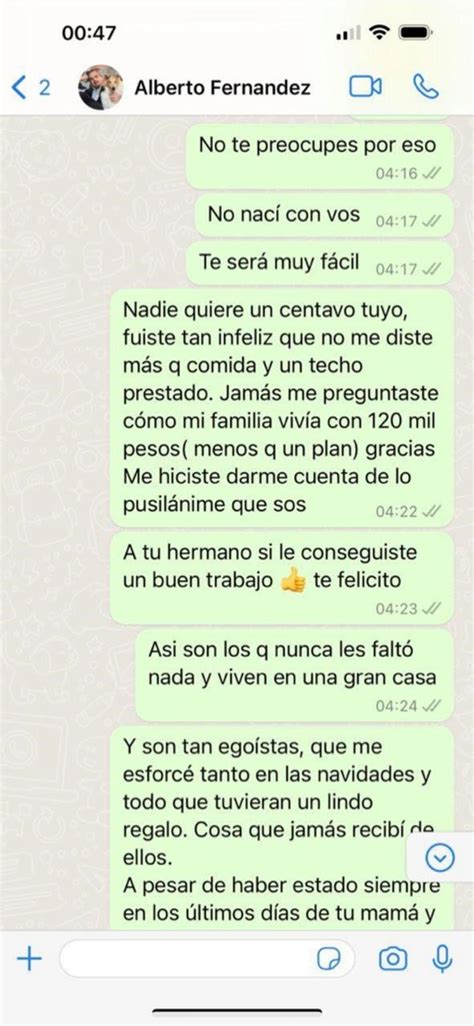 Nuevos Chats De Fabiola A Alberto “no Quiero Ni Un Centavo Tuyo Me Di Cuenta Lo Pusilánime Que