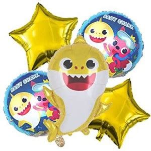 Flipkart Attache Solid 5 Pcs Baby Shark Yellow Theme Foil Balloon